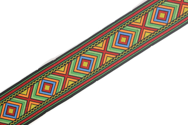 35 mm Colorful African Motif Ribbon (1.37 inches), Vintage Jacquard ribbon, African Pattern Ribbon, Sewing Trim, Jacquard Trim, CMJR 35971
