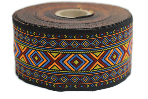 50 mm Colorfull African Motif Ribbon (1.96 inches), Vintage Jacquard, African Pattern Ribbon, Sewing Trim, Huge Trim, Large ribbon, 50995