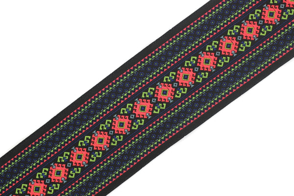 50 mm Colorfull Mosaic Motif Jacquard Ribbon (1.96 inches), Vintage Jacquard, Sewing Trim, Huge Trim, Large ribbon, jacquard ribbon, 50997