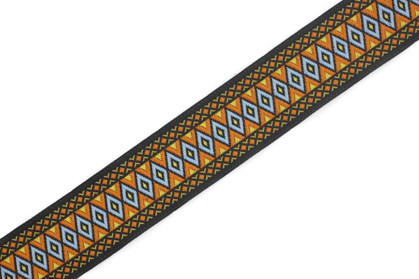 28 mm Blue&Orange Diamond Jacquard ribbon (1.10 inches),  Diamond ribbon,  dog colar ribbons,  Sewing, Jacquard ribbon, Trim, Ribbon, 28119