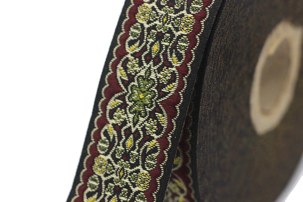 25 mm Yellow&Green Jacquard ribbon 0.98 inches, Decorative Craft Ribbon, Sewing, Jacquard ribbons, Trim, woven ribbons, collar supply, 25939
