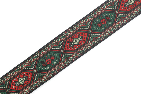 35 mm  Dark Green Woven Jacquard ribbon (1.37 inches), Decorative Craft Ribbon - Sewing trim - woven trim - embroidered ribbon, 35588