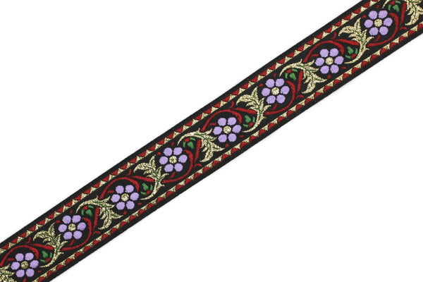 22 mm Bavarian spring time floral Red Jacquard trim (0.86 inches), floral ribbon,  Tapes, Band, Jacquard ribbon, Ruban, Ribbons, 22904