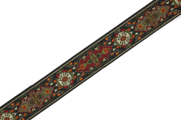 28 mm Red / Black European motive Jacquard trim (1.10 inches, vintage Ribbon, Decorative Craft Ribbon, vintage Ribbon Trim, ribbon, 28591