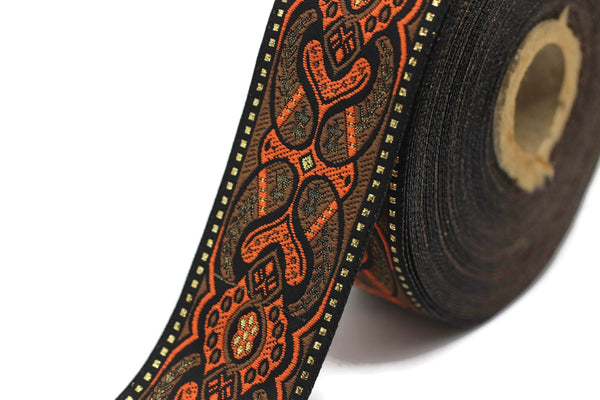 35 mm Mystic Orange jacquard Ribbons (1.37 inches) Sewing Crafts, ribbon trim,  jacquard trim, craft supplies, collar supply, trim, 35808