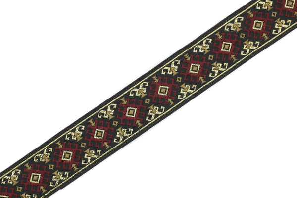 25 mm Red/gold Snowy Jacquard trim (0.98 inches), vintage Ribbon, Decorative Craft Ribbon, Sewing, Jacquard ribbon, costume trim, 25953