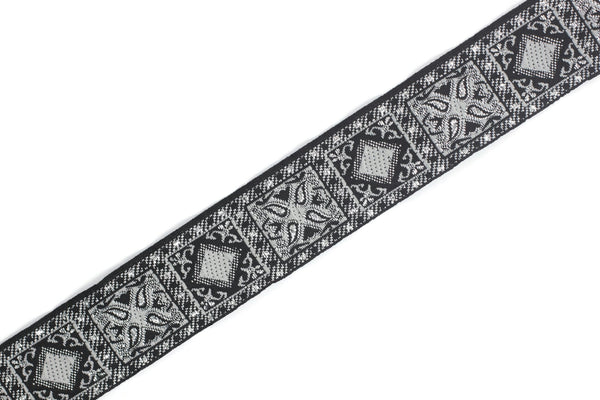 25 mm Grey Geometric Jacquard trim (0.98 inches), vintage Ribbon,  Decorative Craft Ribbon, Sewing, Jacquard ribbon, Trim, 25587