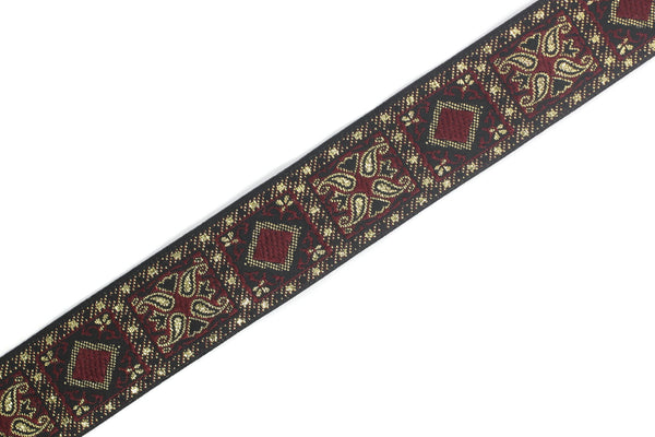 25 mm Red/Yellow Geometric Jacquard trim (0.98 inches), vintage Ribbon,  Decorative Craft Ribbon, Sewing, Jacquard ribbon, Trim, 25587