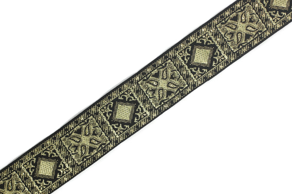25 mm Yellow Geometric Jacquard trim (0.98 inches), vintage Ribbon, Decorative Craft Ribbon, Sewing, Jacquard ribbon, Trim, 25587