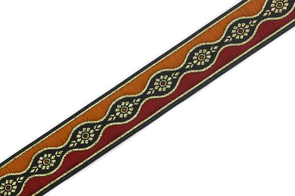 25 mm Orange Floral Vintage ribbon (0.98 inches), floral embroidered ribbon, Decorative ribbon, Craft Ribbon, Jacquard ribbon, Trim, 25924