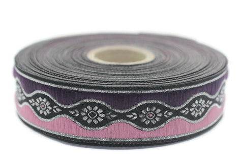 25 mm PurpleFloral Vintage ribbon (0.98 inches), floral embroidered ribbon, Decorative ribbon, Craft Ribbon, Jacquard ribbon, Trim, 25924