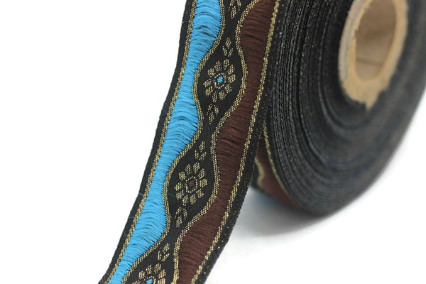 25 mm Blue Floral Vintage ribbon (0.98 inches), floral embroidered ribbon, Decorative ribbon, Craft Ribbon, Jacquard ribbon, Trim, 25924