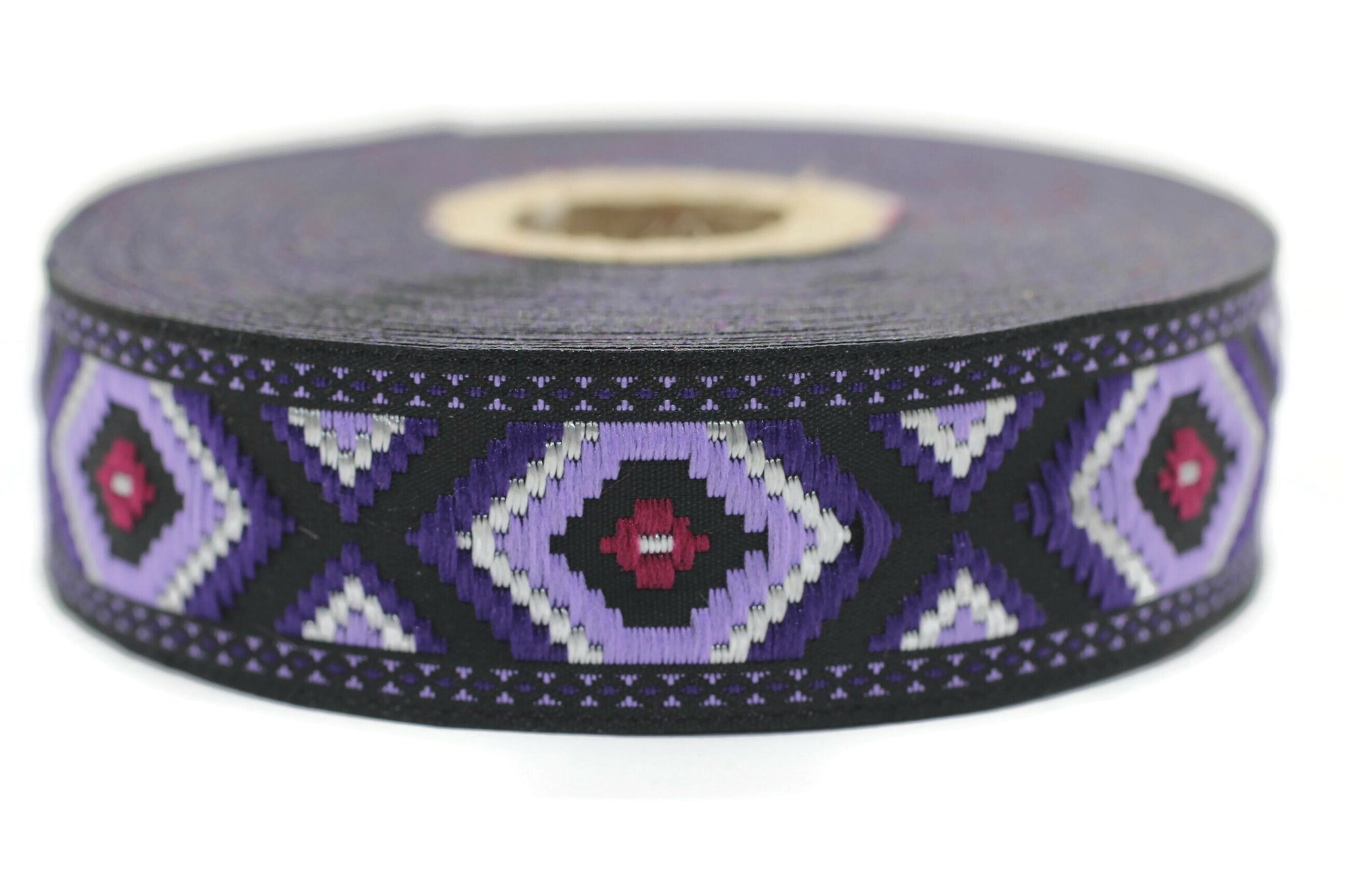 25 mm Purple Jacquard trim (0.98 inches), vintage Ribbon,  Decorative Craft Ribbon, Sewing Trim, Jacquard ribbon, 25952