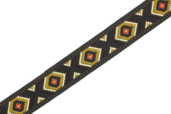25 mm Dark Brown Jacquard trim (0.98 inches), vintage Ribbon, Decorative Craft Ribbon, Sewing Trim, Jacquard ribbon, 25952