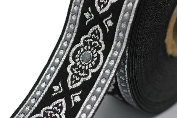 35 mm Grey Renaissance Motive ribbon (1.37 inches), european ribbon, dog colar ribbons, Sewing, Jacquard ribbon, Trim, 35905