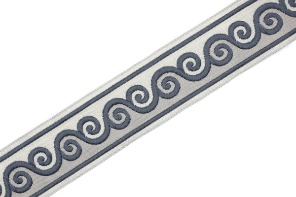 35 mm Gray Scroll Jacquard trim (1.37 inches), Native American Jacquard,  ribbon, woven trim, woven jacquard, jacquard ribbon 35137