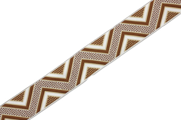 25mm Milk Brown Chevron Jacquard ribbon, 0.98in, Decorative ribbon, Craft Ribbon, Jacquard trim, Geometric ribbon, embroidered ribbon, 25706