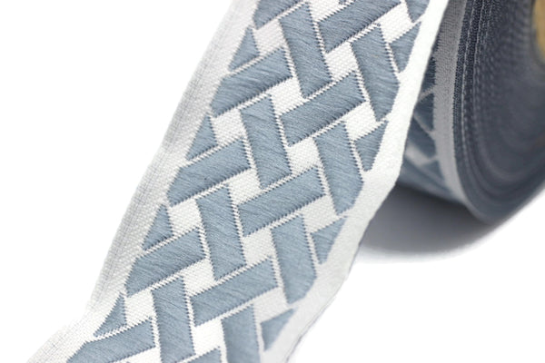 35 mm Blue Knot 1.37 (inch) | Jacquard Trim | Embroidered Woven Ribbon | Jacquard Ribbon | Haberdashery Trimings Ribbon | 35mm Wide | 35274