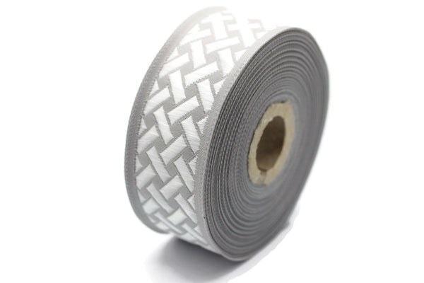 35 mm White Knot 1.37 (inch) | Jacquard Trim | Embroidered Woven Ribbon | Jacquard Ribbon | Embellishment Ribbon | 35mm Wide | 35274