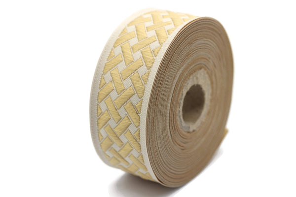 35 mm Golden Knot 1.37 (inch) | Jacquard Trim | Embroidered Woven Ribbon | Jacquard Ribbon | Embellishment Ribbon | 35mm Wide | 35274