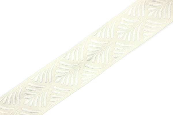 35 mm White Beige Seashell  1.37 (inch) | SeaShell Ribbon | Seashell Decor | Jacquard Ribbon | 35mm Wide | 35273