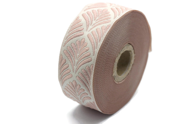 35 mm Pink Seashell  1.37 (inch) | SeaShell Ribbon | Seashell Decor | Jacquard Ribbon | 35mm Wide | 35273