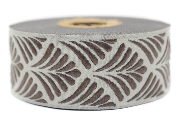 35 mm Coffe Brown Seashell  1.37 (inch) | SeaShell Ribbon | Embroidered Woven Seashell Ribbon | Jacquard Ribbon | 35mm Wide | 35273