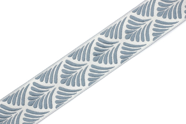 35 mm Blue Seashell  1.37 (inch) | SeaShell Ribbon | Seashell Decor | Jacquard Ribbon | 35mm Wide | 35273