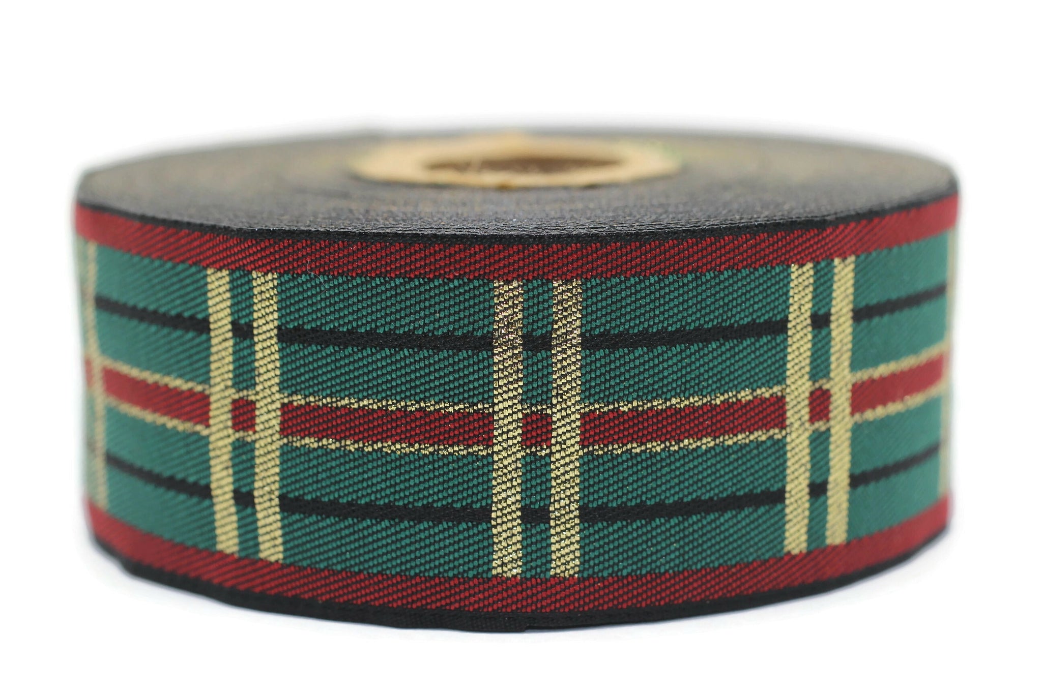 35 mm Green& Red square jacquard ribbons, 1.37 inches, embroidered trim, jacquards, Square Band, Ribbon by the yard, jacquard trim 35136