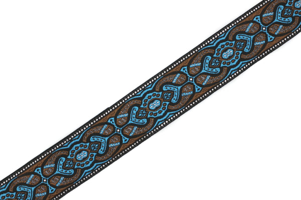 25 mm Mystic Blue jacquard Ribbons (0.98 inch) Sewing Crafts, ribbon trim,  jacquard trim, craft supplies, collar supply, trim 25808