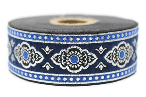 35 mm Blue Renaissance Motive ribbon (1.37 inches), european ribbon, dog colar ribbons, Sewing, Jacquard ribbon Trim, 35905