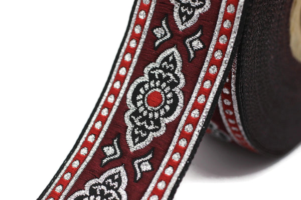 35 mm Red Renaissance Motive ribbon (1.37 inches), european ribbon, dog colar ribbons, Sewing, Jacquard ribbon, Trim, 35905