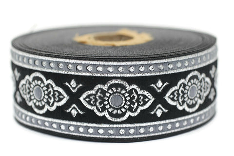 35 mm Grey Renaissance Motive ribbon (1.37 inches), european ribbon, dog colar ribbons, Sewing, Jacquard ribbon, Trim, 35905