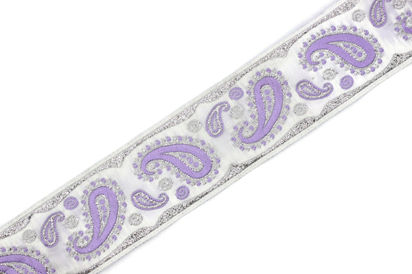 35 mm Lilac/White patterned Jacquard trims (1.37 inches, embroidered trims, drop ribbon, woven ribbon, jacquard ribbons, sewing trims, 35807