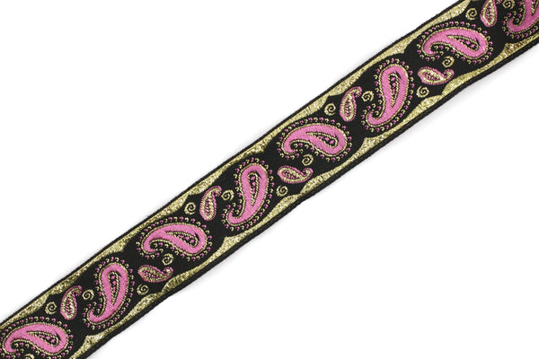 22 mm pink patterned Jacquard trim (0.86 inches),  drop embroidered trim, drop ribbon, woven jacquard ribbon, sewing trim, ribbon trim 22807