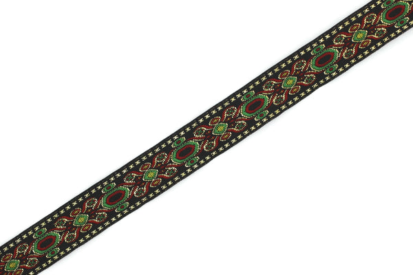16 mm Red&Green Jacquard trims (0.62 inches,  medieval embroidered trim, medieval  ribbon, woven ribbon, woven jacquard, sewing trim 16912