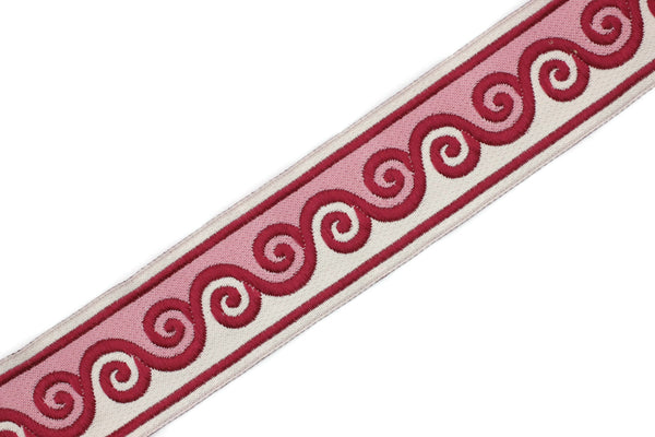 35 mm Pink Scroll Jacquard trim (1.37 inches), Native American Jacquard,  woven trim - woven jacquard - jacquard ribbons, 35137