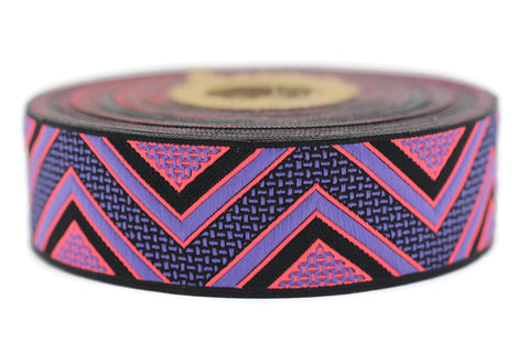 25 mm Purple/Pink Chevron Jacquard ribbon, 0.98inch, Decorative ribbon, Craft Ribbon, Jacquard trim, Geometric ribbon, native trims, 25706
