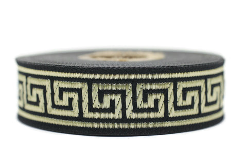 22 mm Gold&Black Jacquard ribbons 0.86 inches, square Style Jacquard trim, Sewing Trims, woven ribbons, collars supply, 22062