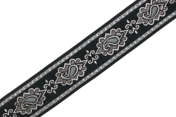 35 mm Grey medieval Motive ribbon (1.37 inches), renaissance trim, otantic ribbon,  jacquard ribbons, fabric ribbon, vintage trim, 35907