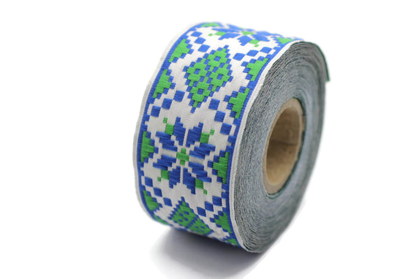 35 mm Green&Blue Eye Jacquard ribbon (1.37 inches) Decorative Craft Ribbon, Sewing trim, woven trim, embroidered ribbon, 35944