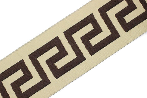 68 mm Brown Embroidered Ribbons (2.67 inch, Sewing Trim, drapery trim, Curtain trims, Jacquard Ribbons, trim for drapery, 197 V5