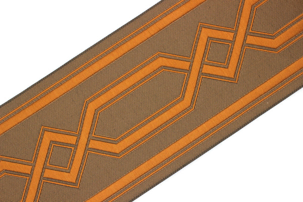 Brown&Orange 100 mm Embroidered Ribbons (3.93 inch), Jacquard Trims, Sewing Trim, Drapery Trim, Curtain Trims, Jacquard Ribbons 178 V6