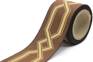 68 mm Brown&Gold Embroidered Ribbons (2.67 inch), Jacquard Trims, Sewing Trim, drapery trim, Curtain trims, trim for drapery, 178 V7