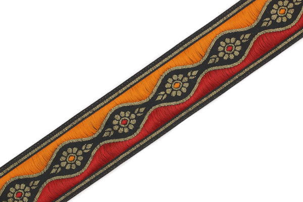 35mm Orange Royal Blossom ribbon (1.37 inches), Flower Embroidered Ribbon, Great for Home Decor, Craft Supply, Jacquard ribbon, Trim, 35924