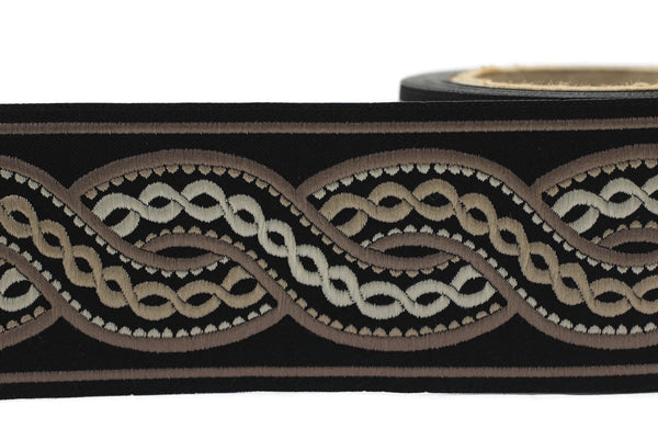Black 68 mm Spiral Ribbons(2.67 inch), Jacquard Trims, Sewing Trim, drapery trim, Curtain trims, Jacquard Ribbons, trim for drapery, 138 V6