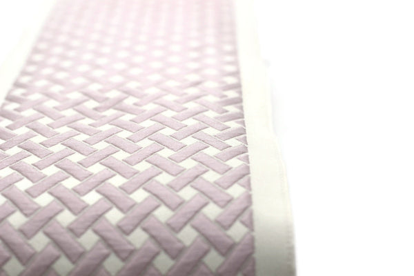 16.4 Yrd 100mm Beige&Pink Ribbons (3.93 inc, Meander Jacquard Trim, Drapery Trim Tape, Curtain Making Upholstery Fabric 179 V2