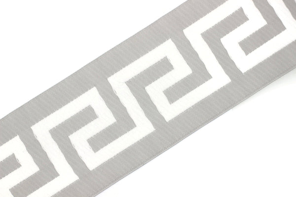 68 mm White&Gray Embroidered Ribbons (2.67 inch, Sewing Trim, drapery trim, Curtain trims, Jacquard Ribbons, trim for drapery, 197 V1