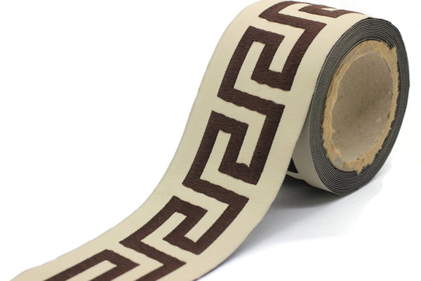 68 mm Brown Embroidered Ribbons (2.67 inch, Sewing Trim, drapery trim, Curtain trims, Jacquard Ribbons, trim for drapery, 197 V5