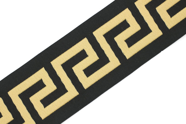 68 mm Black&Gold Embroidered Ribbons (2.67 inch, Sewing Trim, drapery trim, Curtain trims, Jacquard Ribbons, trim for drapery, 197 V8